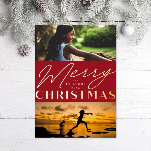 写真数々のメリークリスマスフォイルホリデーカード 箔シーズンカード