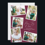 写真数々のモダンエレガントスクリプト シーズンカード<br><div class="desc">ミニマル写真モダンスタイリッシュ数々の家族のホームデコーエレガントト文字平和、喜びと愛クリスマスのカード、理想的な記念日。トレンドバモダンルガンディの色を変更することができる。</div>