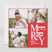 写真数々のモダンカラフル赤タイポグラフィ シーズンカード (正面)