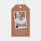 写真数々のモダンScriptエレガントterracottaパーティー ギフトタグ (正面)