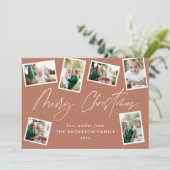 写真数々のモダンScriptエレガントterracottaパーティー シーズンカード (スタンド正面)