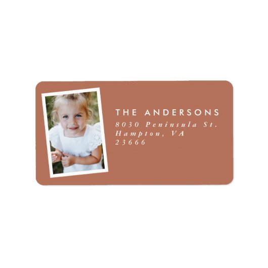 写真数々のモダンScriptエレガントterracottaパーティー ラベル (正面)