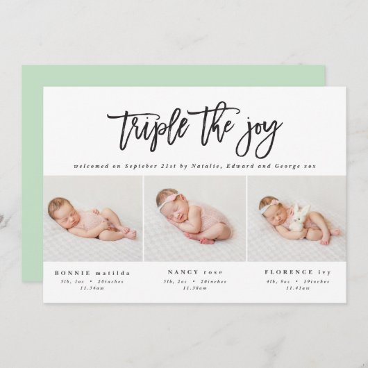 写真数々の三モダン連の誕生の発表 案内状 (正面/裏面)