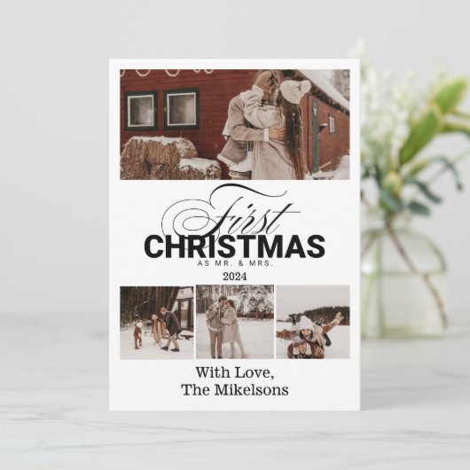 写真数々の初めてのクリスマスのMr & Mrs. シーズンカード (スタンド正面)