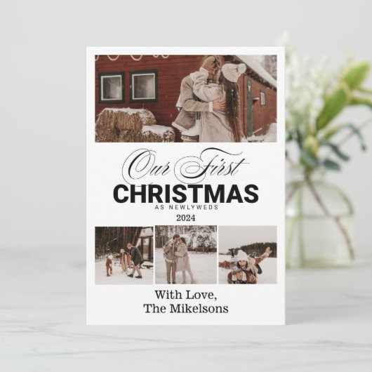 写真数々の初めてのクリスマスをNewlywedsとして シーズンカード (スタンド正面)