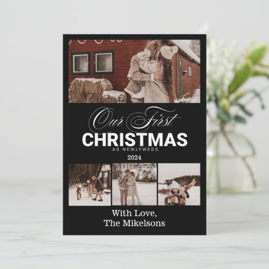 写真数々の初めてのクリスマスをNewlywedsとして シーズンカード (スタンド正面)