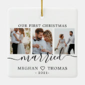 写真数々の初めてのクリスマス結婚した セラミックオーナメント (裏面)
