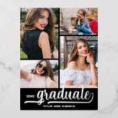 写真数々の卒業パーティー 箔招待状ポストカード (正面)