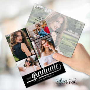 写真数々の卒業パーティー 箔招待状ポストカード