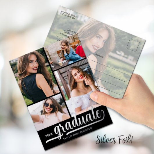 写真数々の卒業パーティー 箔招待状ポストカード