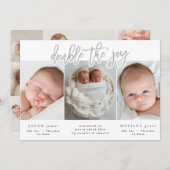 写真数々の双子の誕生の発表 案内状 (正面/裏面)