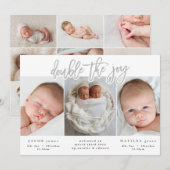 写真数々の双子の誕生の発表 案内状 (正面/裏面)