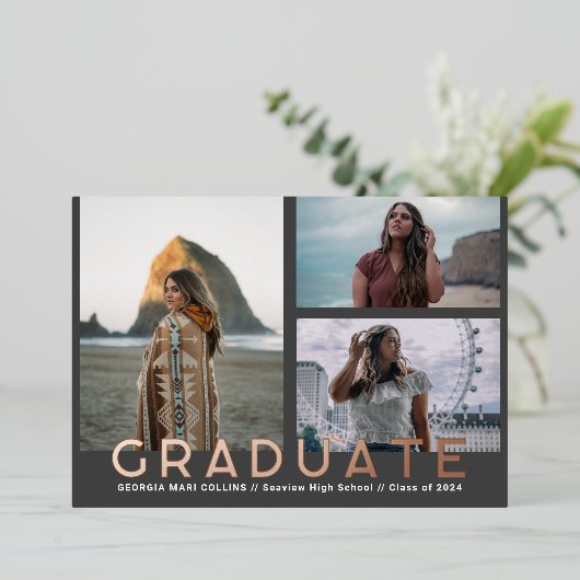 写真数々の大学院写真お知らせ 箔招待状 (立ち正面)