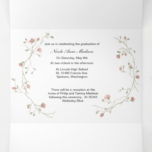 写真数々の房保卒業三回発表 三つ折り案内状 (内部中)