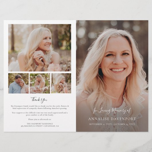 写真数々の記念悔やみや弔慰葬儀プログラム (正面)