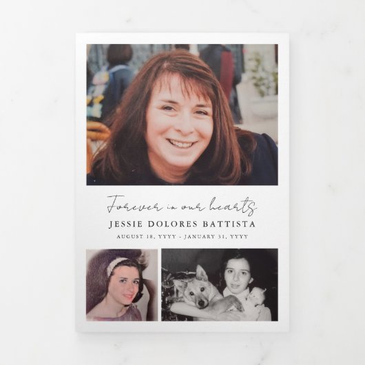 写真数々の記念悔やみや弔慰葬儀プログラム 三つ折りプログラム (カバー)