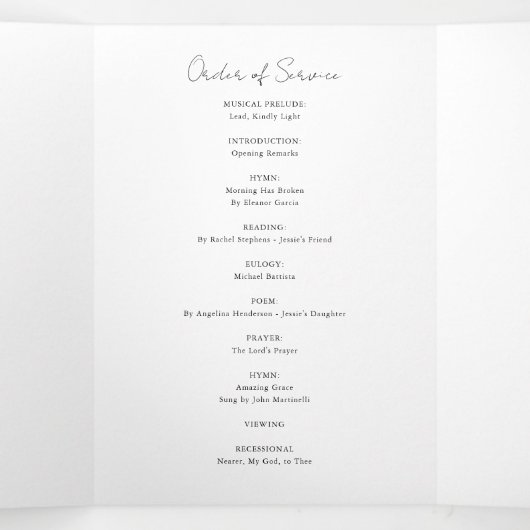 写真数々の記念悔やみや弔慰葬儀プログラム 三つ折りプログラム (内部中)