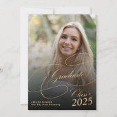 写真数々の金ゴールドブラック大学院スクリプト卒業 案内状 (正面)