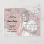 写真数々の金ゴールド卒業パーティー招待状 ポストカード (裏面)