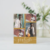 写真数々の金ゴールド卒業パーティー招待状 ポストカード (スタンド正面)