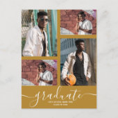 写真数々の金ゴールド卒業パーティー招待状 ポストカード (正面)