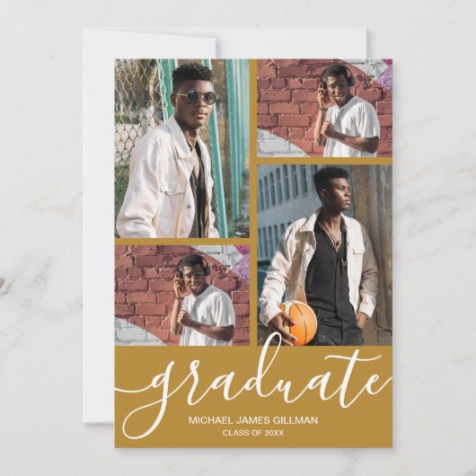 写真数々の金ゴールド卒業 案内状 (正面)