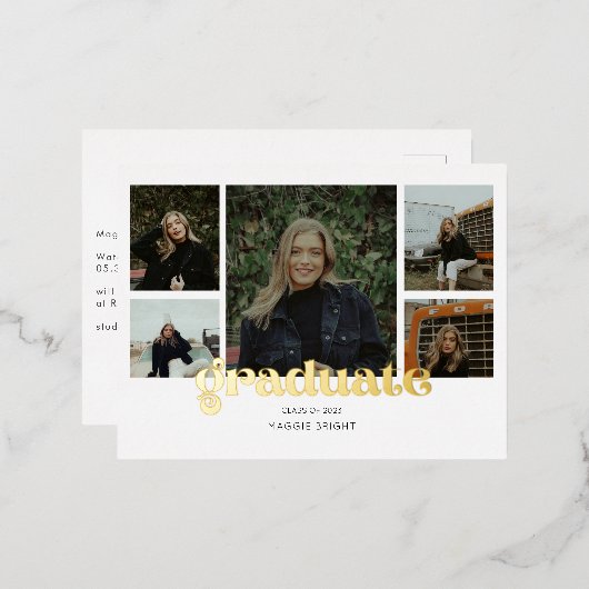 写真数々の2023年度卒業発表 箔シーズンポストカード (正面/裏面)