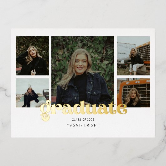 写真数々の2023年度卒業発表 箔シーズンポストカード (正面)