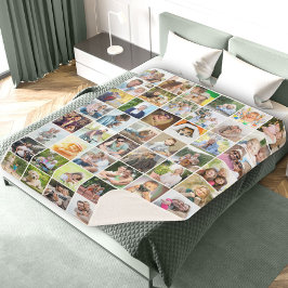 写真数々の48写真グリッドのコラージュ白 シェルパブランケット