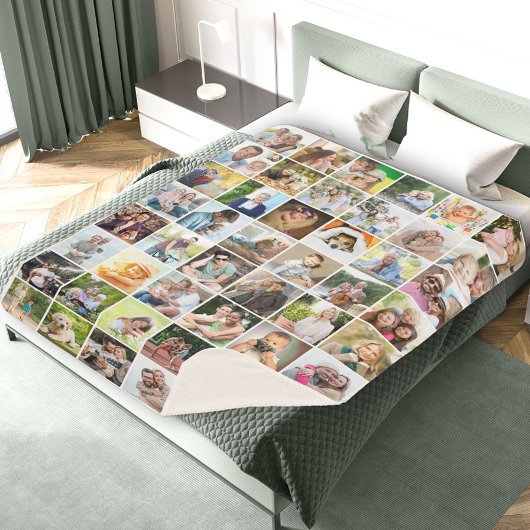 写真数々の48写真グリッドのコラージュ白 シェルパブランケット