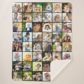 写真数々の48写真グリッドコラージブラック シェルパブランケット (正面)