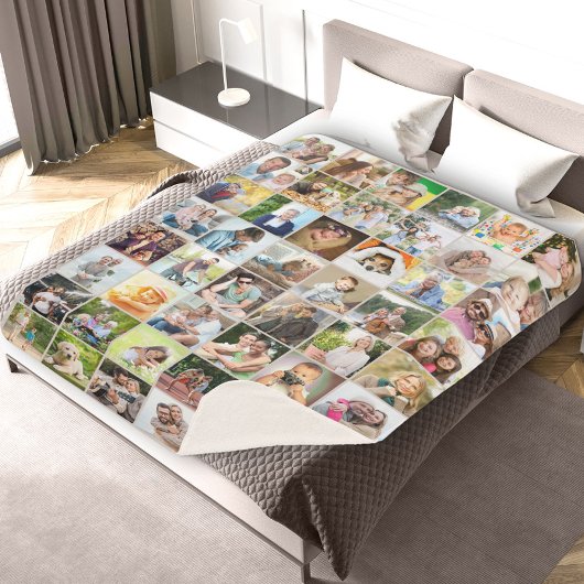 写真数々の48写真グリッドコラージベージュ シェルパブランケット