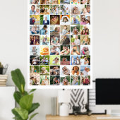 写真数々の54写真グリッドのコラージュ白 ポスター (ホームオフィス)