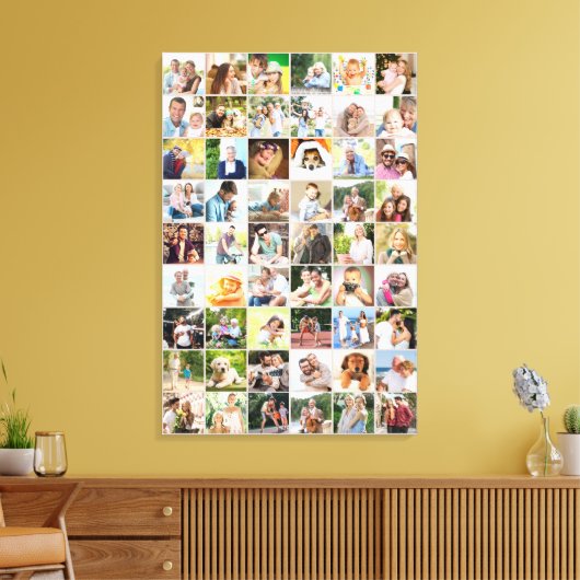 写真数々の54写真グリッドコラージベージュ キャンバスプリント (インサイチュ (リビング))