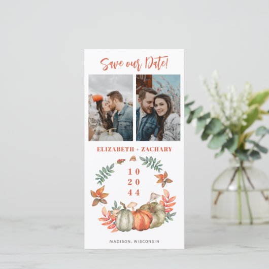 写真数々のPumpkins秋の結婚式日付を保存 セーブザデート (スタンド正面)