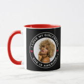 写真文字ハート大好きガールフレンド素晴らし マグカップ (左)