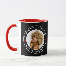 写真文字ハート大好きガールフレンド素晴らし マグカップ