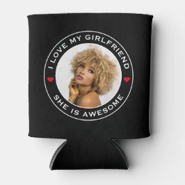 写真文字ハート大好きガールフレンド素晴らし 缶クーラー