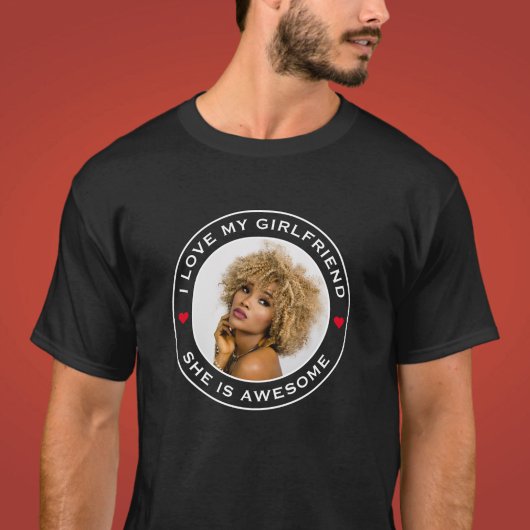 写真文字ハート大好きガールフレンド素晴らし Tシャツ