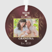 写真新しい祖母パーソナライズされたのEst.クリスマス オーナメント (裏面)