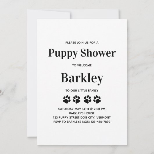 写真新パーソナライズされた人ペットドッグの子犬シャワー 招待状 (裏面)