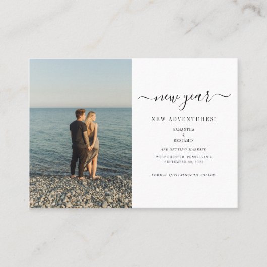 写真新年の冒険は日付カードを保存 名刺 (正面)