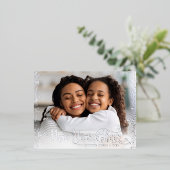 写真新年応援モダンス実在銀 箔シーズンポストカード (立ち正面)