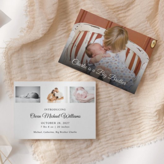 写真新生児ビッグブラザー誕生発表 サンキューカード