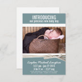 写真新生児少年の誕生のお知らせ 案内状 (正面/裏面)