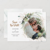 写真日付のはがき結婚を保存 案内ポストカード (正面/裏面)