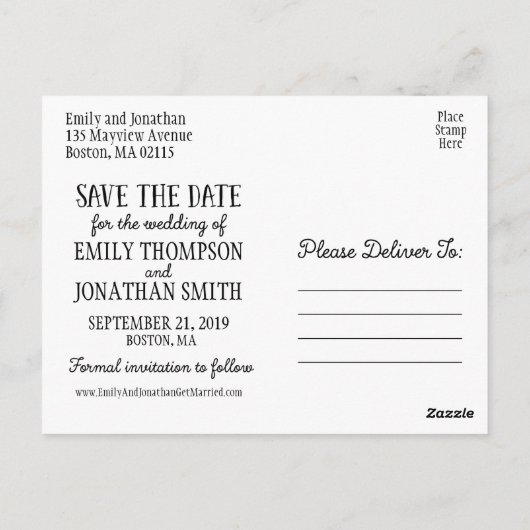 写真日付はがきを保存する、垂直写真 ポストカード (裏面)