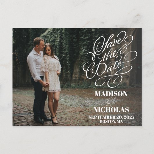 写真日付はがき、写真を保存独身のする ポストカード (正面)