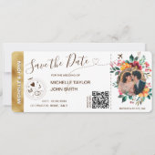 写真日付搭乗券QRコードの保存 招待状 (正面)