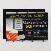 写真映画の誕生日パーティーの招待 招待状 (正面/裏面)